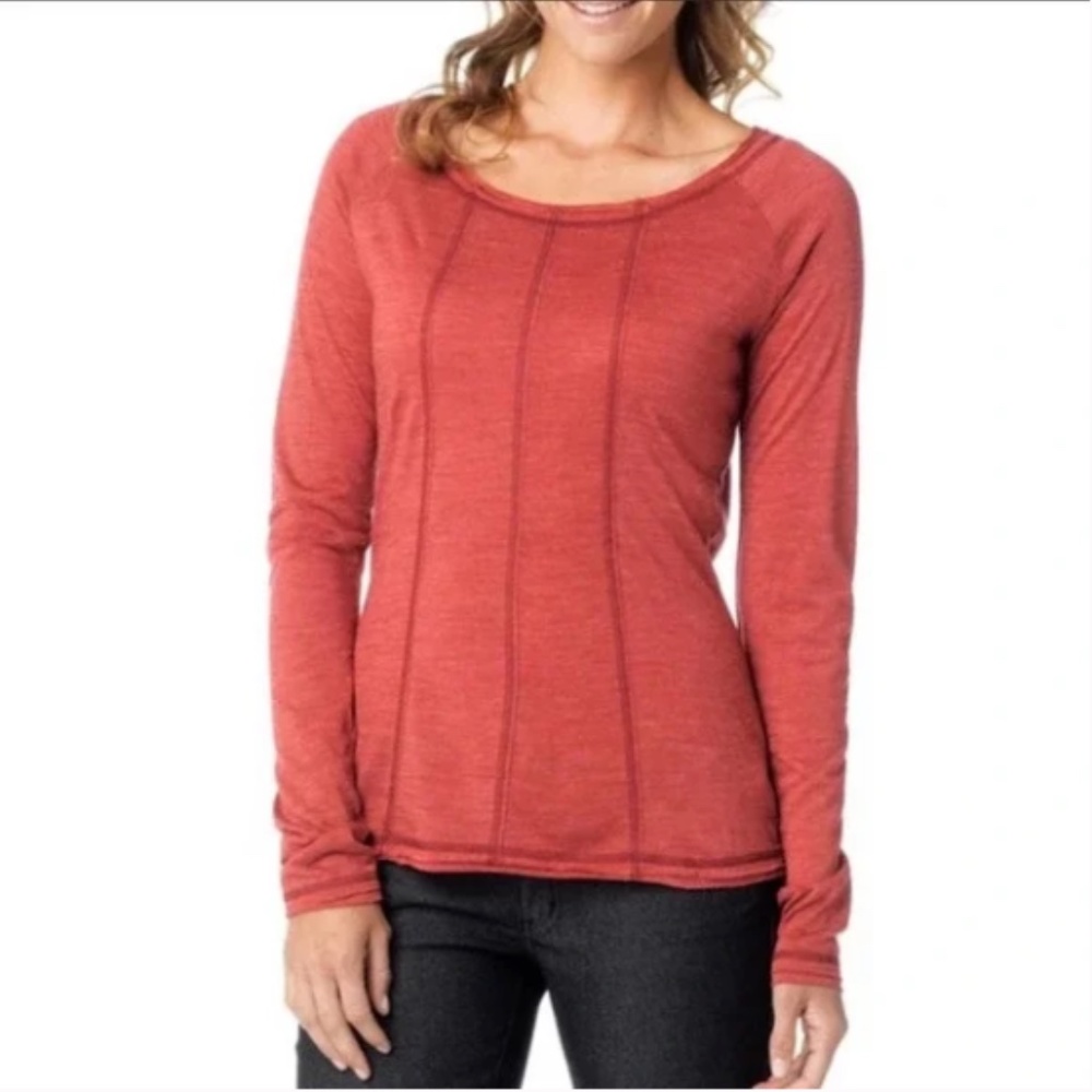 Prana Chrissa, Long‎ sleeve Heathered Tamarind Top, Wool blend, M